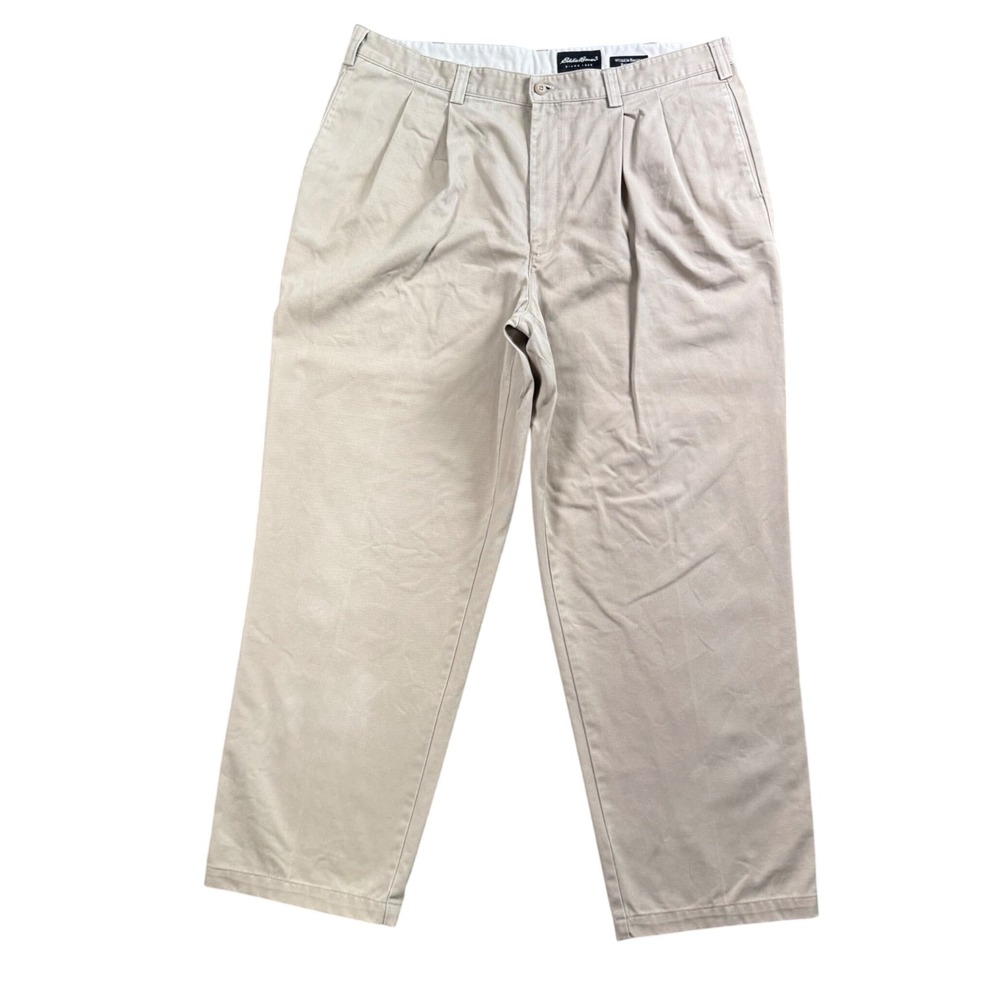 Eddie Bauer Chino Pants Men's 40x32 Pleated Khaki Vintage Ivy League Preppy